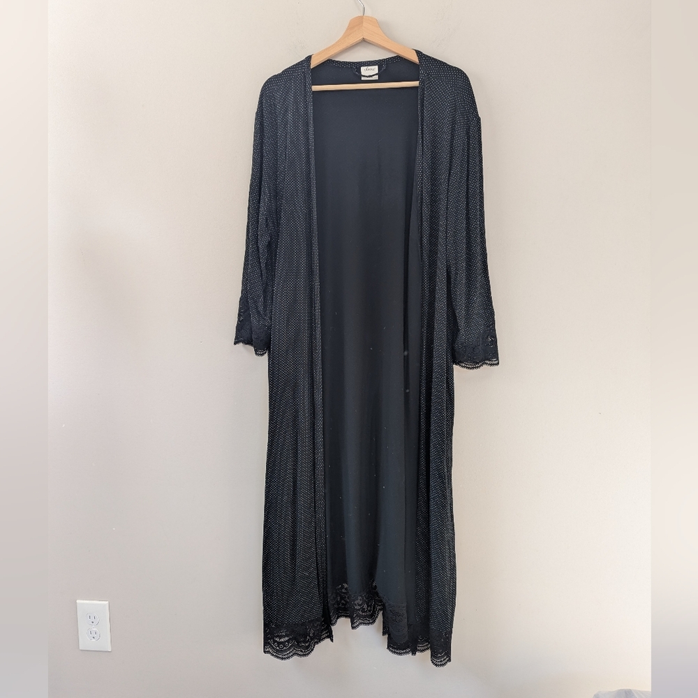 Soma Polkadot Open Robe With Lace Trim Lounge Long Kimono‎